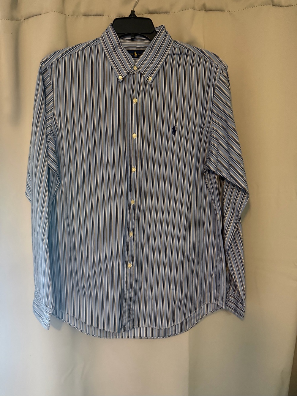 Ralph Lauren Blue and White Striped Button-Down Shirt